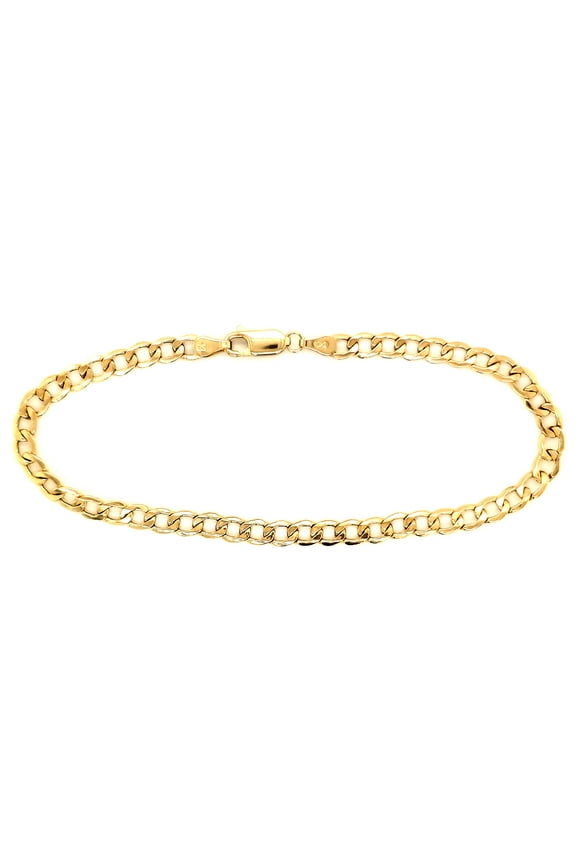 Real 10k Yellow Gold Hollow Cuban Men and Women Bracelet/Anklet 4.5 mm, 7" to 10"