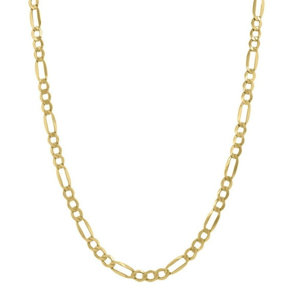 Real 10k Yellow Gold-Hollow Figaro Chain 4.0mm 7" Bracelet Jewelry Female Unisex