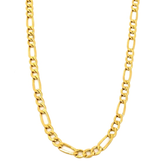 Real 10k Yellow Gold Hollow Figaro Chain / Necklace, 2.5mm and 16"