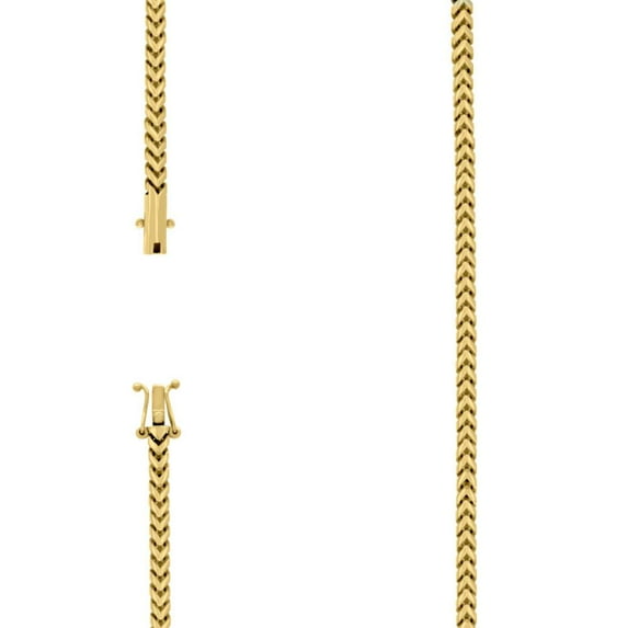 Real 10k Yellow Gold-Hollow Franco Chain 1.9mm Wheat Rope 28" Necklace Jewelry Female Unisex