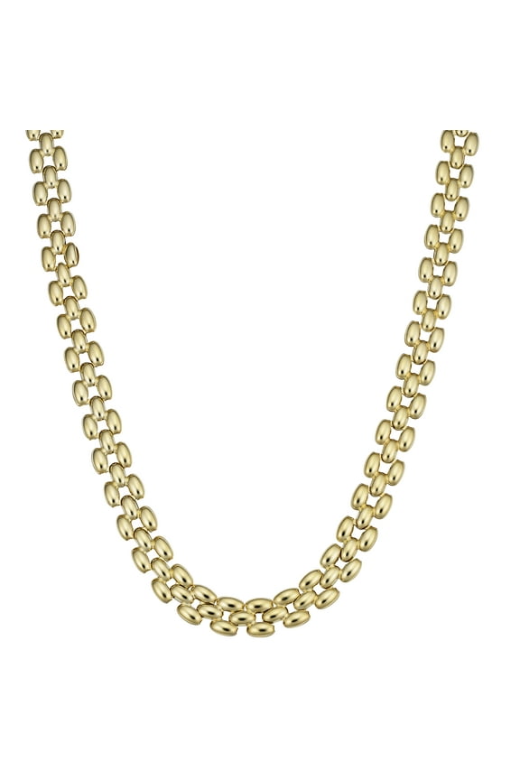 KoolJewelry Real 10k Yellow Gold Panther Link Necklace (18 inch long, 8mm wide)
