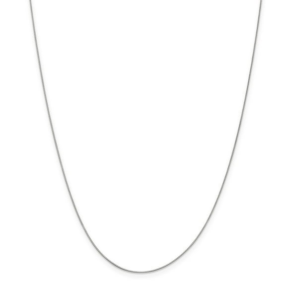 Real 10kt White Gold .5mm Box Chain; 22 inch; for Adults and Teens; for Women and Men