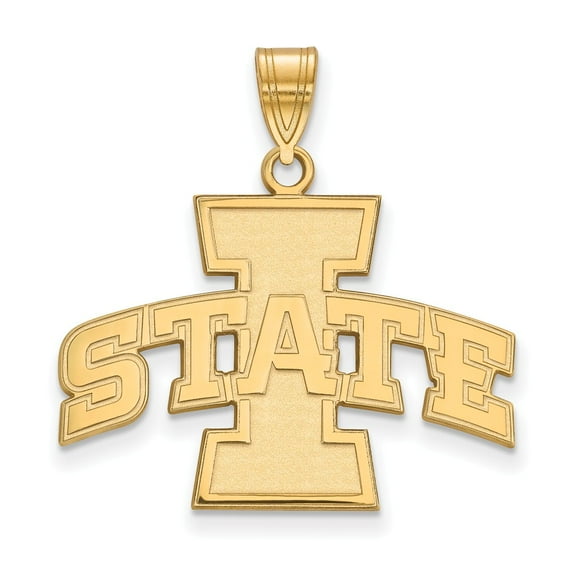 Real 10kt Yellow Goldy LogoArt Iowa State University Large Pendant; for Adults and Teens; for Women and Men