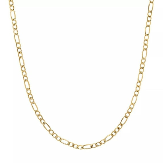 Real 14K Genuine Yellow Gold Figaro Necklace Chain 16"-24"