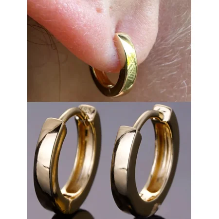 "Real 14K Gold Plated Vermeil 925 Silver Hoops – Small Huggie Earrings for Men & Ladies"