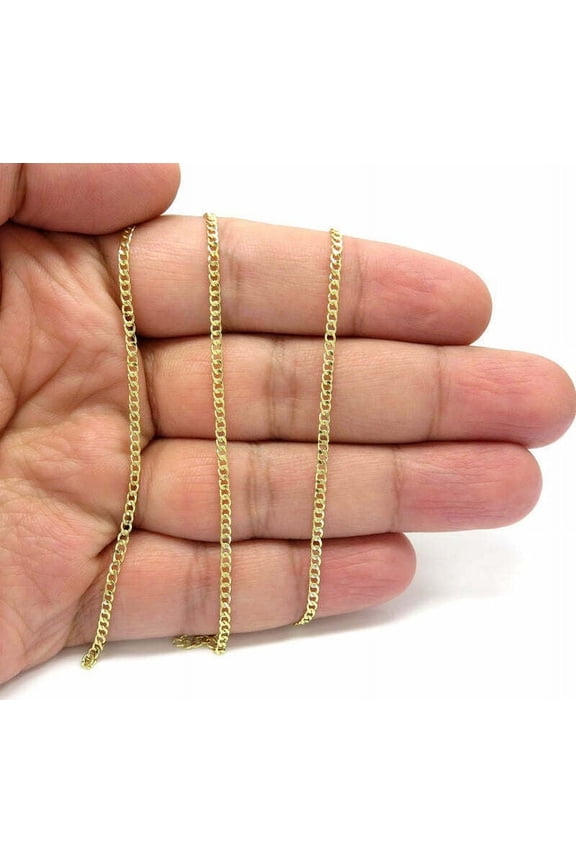 Real 14K Solid Yellow Gold Cuban Link Curb Chain Necklace - 3mm 16" 18" 20" 22" 24" 26"