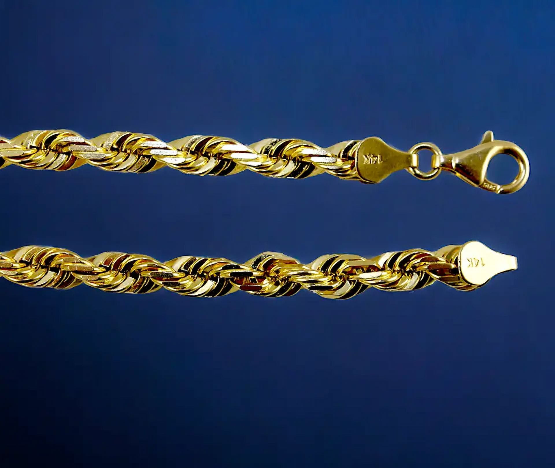Real 14K Yellow Gold Chain 3.5mm 22'' Solid Rope Chain