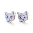 thumbnail image 1 of Real 14K golden Plated Alloy Kitten Stud Earrings with Enamel and Environment Stainless Steel Pin Printed Cat Pattern Alice Blue 10~10.5x10.5~11mm pin: 0.7mm, 1 of 2