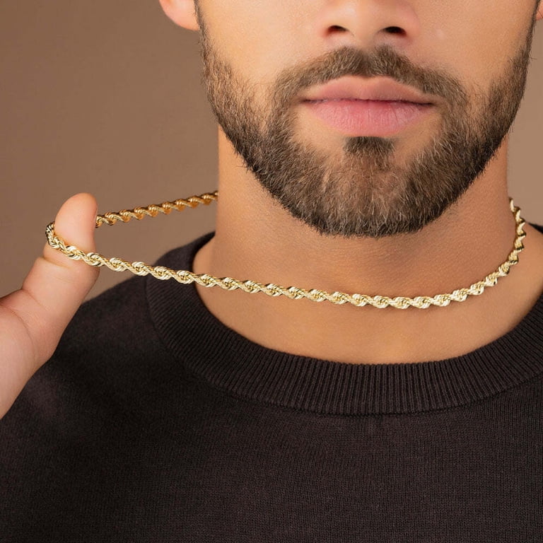 6.5mm Rope Chain Necklace - 14k Yellow Gold Plated Over 925 Sterling Silver, Lobster Clasp