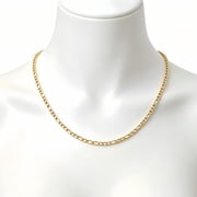 Real 14k Gold Polished Jewelry Necklace for Women, Real Solid 14k Yellow Gold Chain, 2mm and 16"