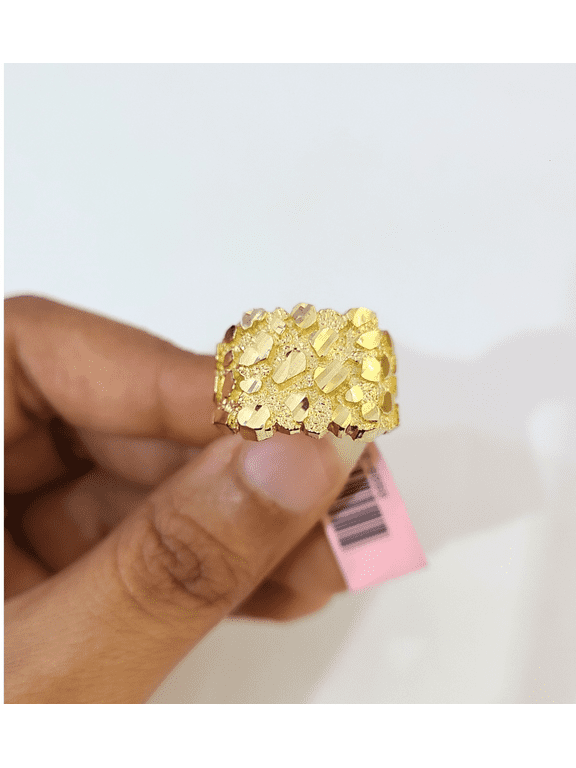 Real 14k Men Nugget Ring Yellow Gold 14Kt Genuine (Size:7;)