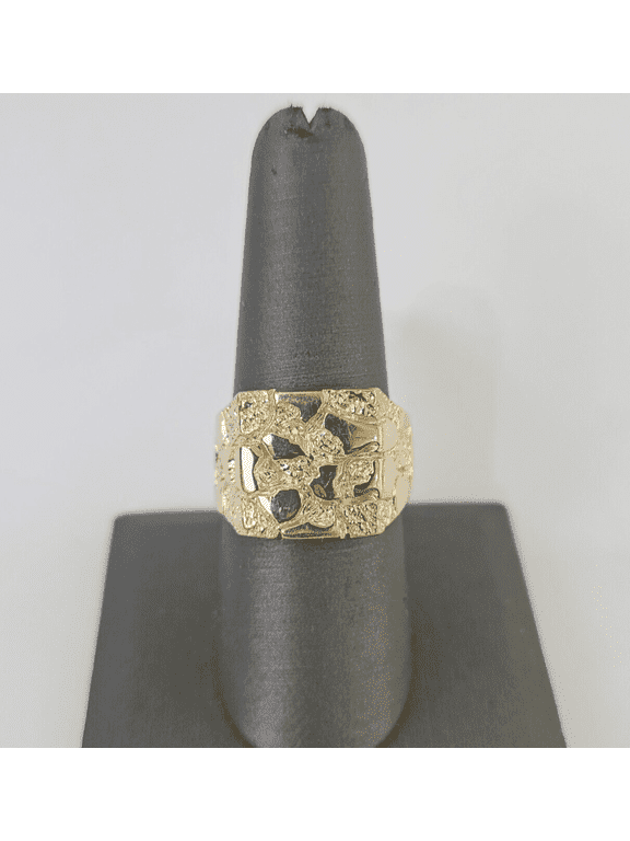 Real 14k Nugget Ring Yellow Gold Men Casual Flat Square 10kt All Sizes (Ring Sizes (in):8;)