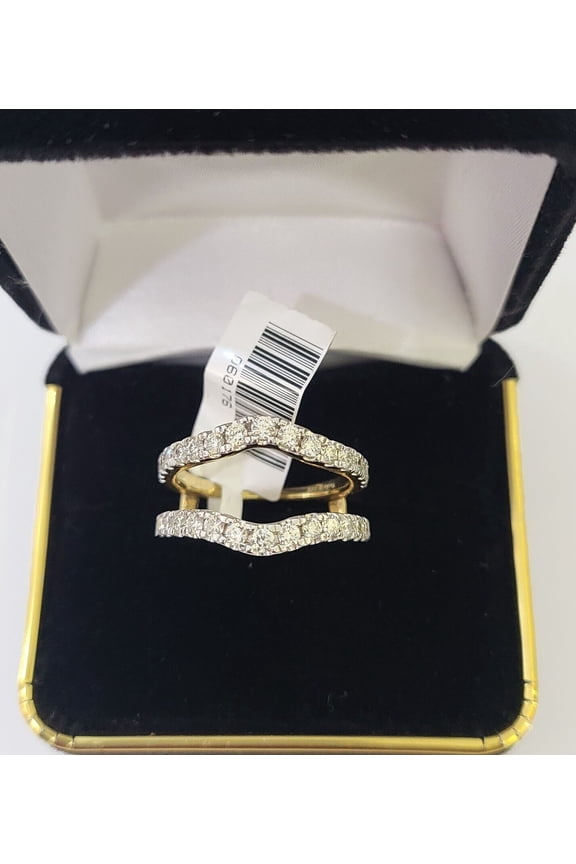 Real 14k Yellow Gold Diamond Ladies Ring Enhancer Guard Wrap Engagement Wedding