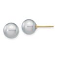 thumbnail image 1 of Real 14kt 8-9mm Grey Round Freshwater Cultured Pearl Stud Post Earrings, 1 of 3