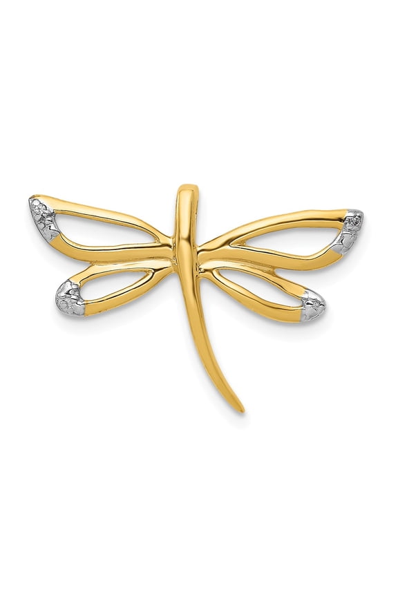 Real 14kt Diamond With Rhodium Accent Dragonfly Chain Slide; for Adults and Teens; for Women and Men