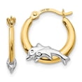 thumbnail image 1 of Real 14kt Madi K With Rhodium Dolphin Hoop Earrings; for Adults and Teens; for Women and Men, 1 of 3