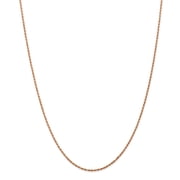 Real 14kt Rose Gold 1.5mm Diamond Cut Machine-made Rope Chain; 18 inch; Lobster Clasp; for Adults and Teens; for Women and Men