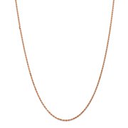 Real 14kt Rose Gold 1.8mm Diamond Cut Machine-made Rope Chain; 18 inch; Lobster Clasp; for Adults and Teens; for Women and Men