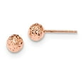 thumbnail image 1 of Real 14kt Rose Gold 6mm Diamond-Cut Ball Post Earrings; for Adults and Teens; for Women and Men, 1 of 2
