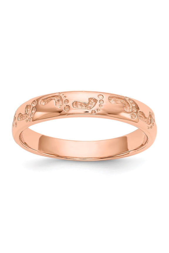 Real 14kt Rose Gold Footprints Ring Size: 7; for Adults and Teens; for Women and Men