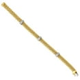 thumbnail image 1 of Real 14kt Two-Tone 7.25in .05ct Completed Polished Diamond & Mesh Chain Bracelet; for Adults and Teens; for Women and Men, 1 of 2