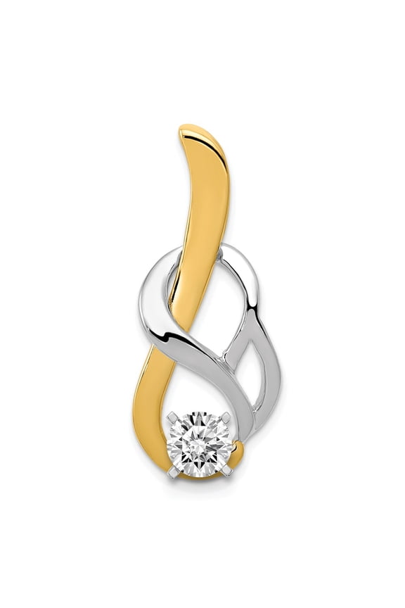 Real 14kt Two-Tone Fancy Diamond Slide Peg Mtg; for Adults and Teens; for Women and Men