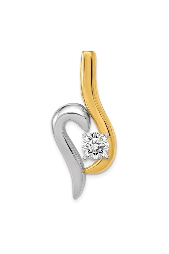 Real 14kt Two-Tone Fancy Peg Set Diamond Slide Mtg; for Adults and Teens; for Women and Men