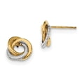 thumbnail image 1 of Real 14kt Two-Tone Polished & Textured Love Knot Post Earrings; for Adults and Teens; for Women and Men, 1 of 2
