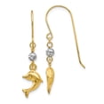 thumbnail image 1 of Real 14kt Two Toned Puffed Dolphin Shepherd Hook Earrings; for Adults and Teens; for Women and Men, 1 of 3