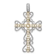 thumbnail image 1 of Real 14kt Two-tone 5/8ct. Diamond Filigree Cross Pendant; for Adults and Teens; for Women and Men, 1 of 1
