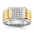 thumbnail image 1 of Real 14kt Two-tone Diamond Princess Square Mens Ring Size: 10; for Adults and Teens; for Women and Men, 1 of 5