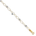 thumbnail image 1 of Real 14kt Two-tone Puff Stars Chain Bracelet; 7.25 inch; for Adults and Teens; for Women and Men, 1 of 3