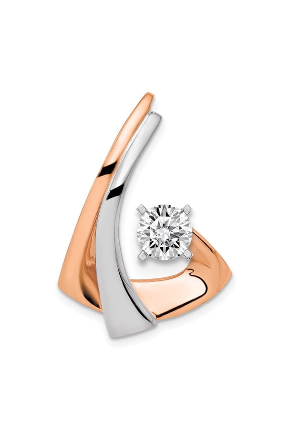 Real 14kt W & Rose Omega Slide W/Peg Fits up to 2mm; 6mm Reversible; for Adults and Teens; for Women and Men