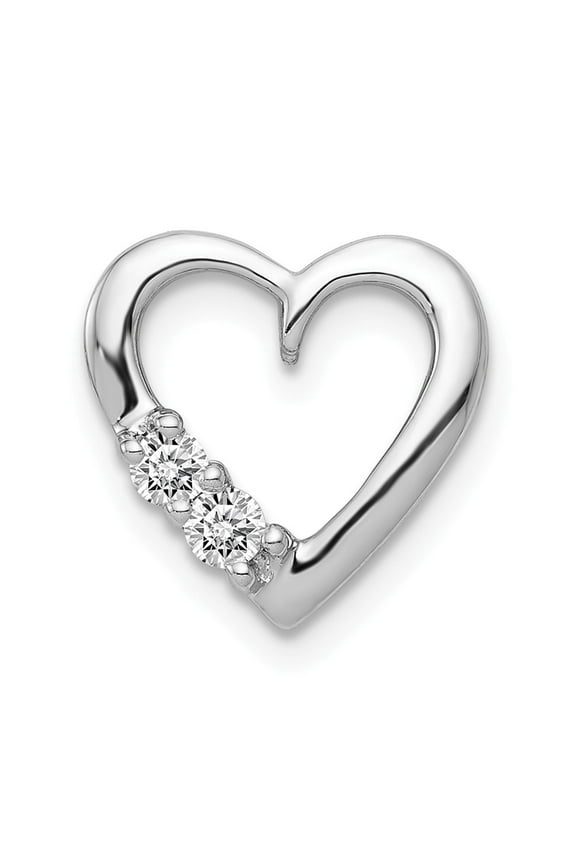 Real 14kt White Gold 1/10ct. Diamond Heart Chain Slide; for Adults and Teens; for Women and Men
