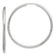 thumbnail image 1 of Real 14kt White Gold 2mm Diamond-cut Endless Hoop Earrings; for Adults and Teens; for Women and Men, 1 of 3