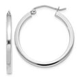 thumbnail image 1 of Real 14kt White Gold 2mm Princess Square Tube Hoops; for Adults and Teens; for Women and Men, 1 of 4