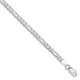 thumbnail image 1 of Real 14kt White Gold 3mm Flat Figaro Chain Anklet; 10 inch; Lobster Clasp; for Adults and Teens; for Women and Men, 1 of 4