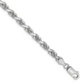thumbnail image 1 of Real 14kt White Gold 4.5mm Diamond Cut Quadruple Rope Chain Chain Bracelet; for Adults and Teens; for Women and Men, 1 of 4