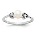 thumbnail image 1 of Real 14kt White Gold 4.5mm FW Cultured Pearl AA Diamond Ring Size: 6; for Adults and Teens; for Women and Men, 1 of 5