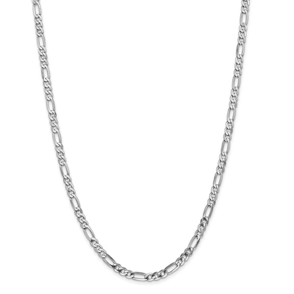 Real 14kt White Gold 4.5mm Flat Figaro Chain; 18 inch; Lobster Clasp; for Adults and Teens; for Women and Men