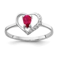 thumbnail image 1 of Real 14kt White Gold 5x3mm Oval Ruby AA Diamond ring S:6, 1 of 1
