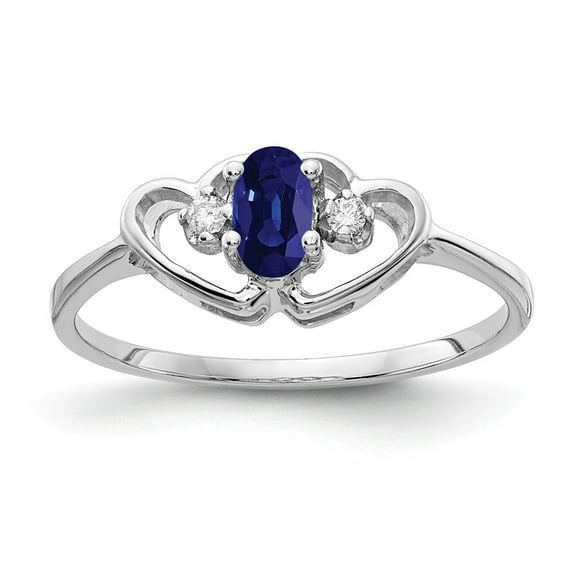 Real 14kt White Gold 5x3mm Oval Sapphire AA Diamond ring S:6