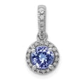 thumbnail image 1 of Real 14kt White Gold .69 Tanzanite and Halo Diamond Pendant; for Adults and Teens; for Women and Men, 1 of 4