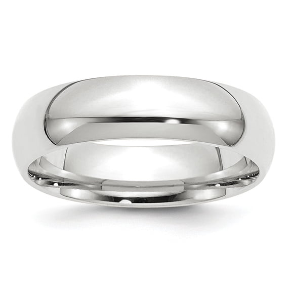 Real 14kt White Gold 6mm Comfort-Fit Band Size: 9; for Adults and Teens; for Women and Men