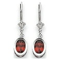 thumbnail image 1 of Real 14kt White Gold 7x5mm Oval Garnet Leverback Earrings; for Adults and Teens; for Women and Men, 1 of 2