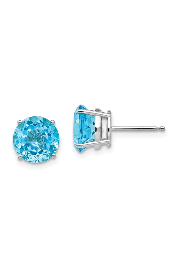 Real 14kt White Gold 8mm Round Earring Mountings; for Adults and Teens; for Women and Men