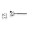 thumbnail image 1 of Real 14kt White Gold AA Quality Complete Princess Cut Diamond Earrings; for Adults and Teens; for Women and Men, 1 of 2