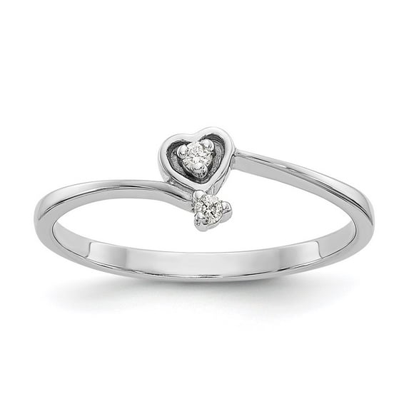 Real 14kt White Gold AAA Diamond heart Ring Size: 6; for Adults and Teens; for Women and Men
