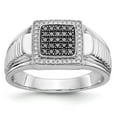 thumbnail image 1 of Real 14kt White Gold Black and White Diamond Mens Ring Size: 10; for Adults and Teens; for Women and Men, 1 of 5