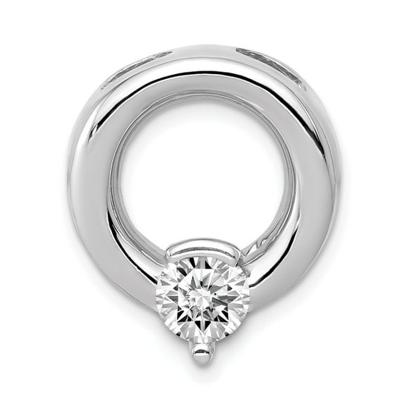 Real 14kt White Gold Circle 6.5mm Diamond Chain Slide Mtg; for Adults and Teens